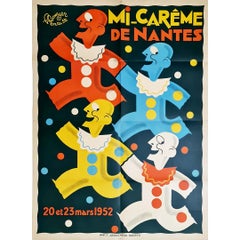 Original poster illustrated by Henri Bouyer for the Mi-carême of Nantes in 1952