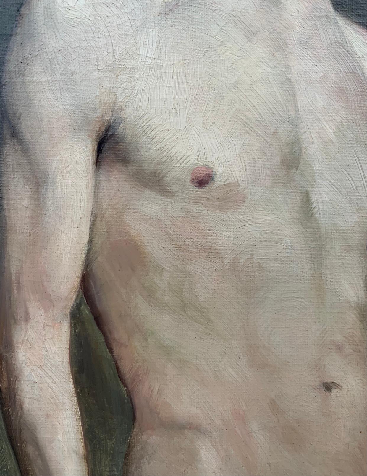 Antique Male Academic Nude Painting Henri Brugnot Exposition Label 1st Prize For Sale 2