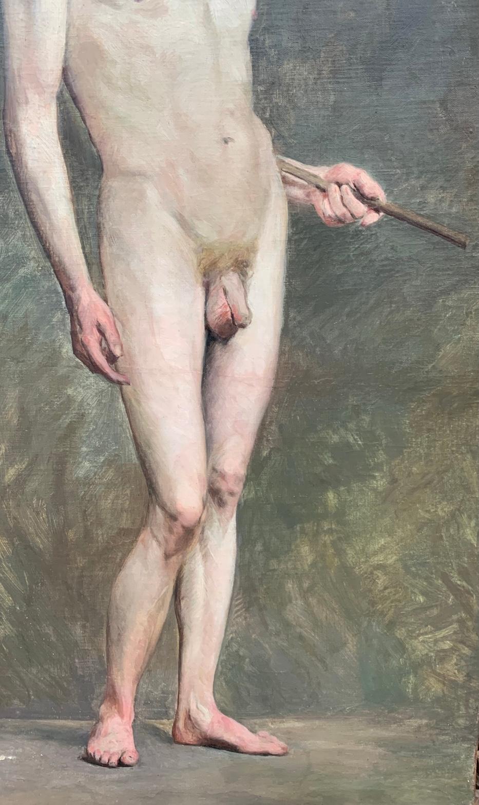 Antique Male Academic Nude Painting Henri Brugnot Exposition Label 1st Prize For Sale 4