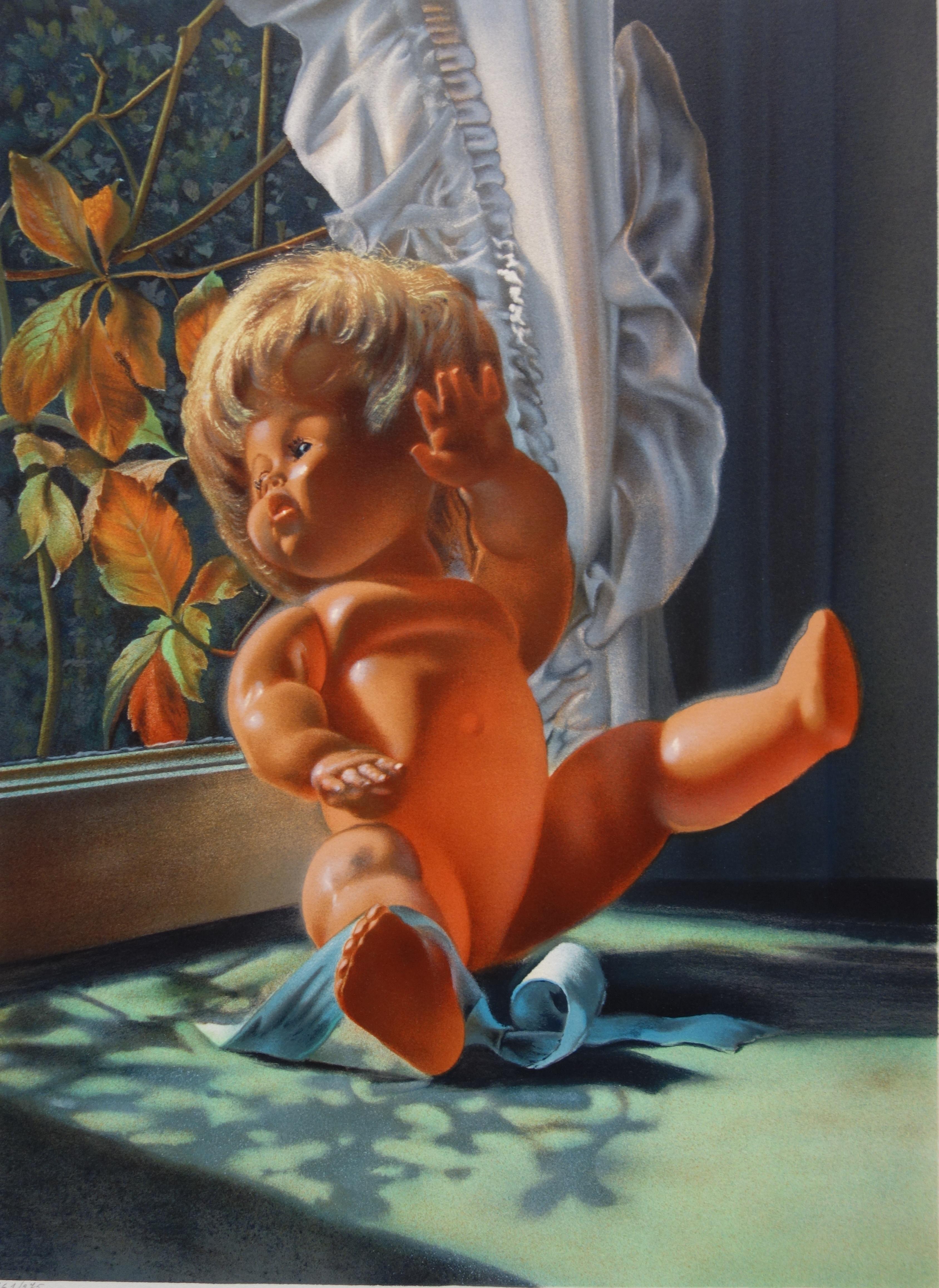 Puppe : Gegenlicht - Original handsignierte Lithographie (Surrealismus), Print, von Henri Cadiou