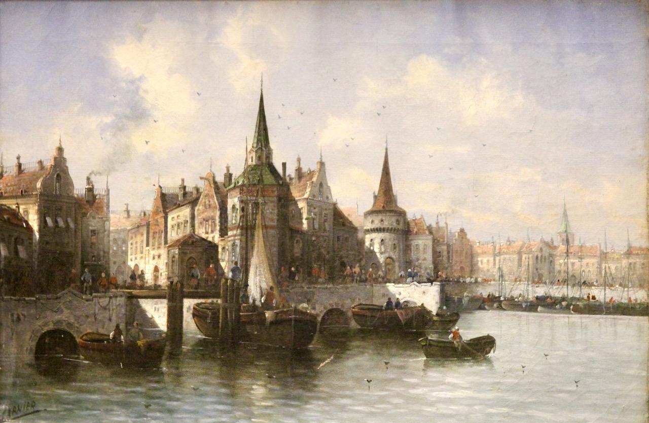 Henri Carnier (Karl Kaufmann), 19th Century, Busy European Harbor View