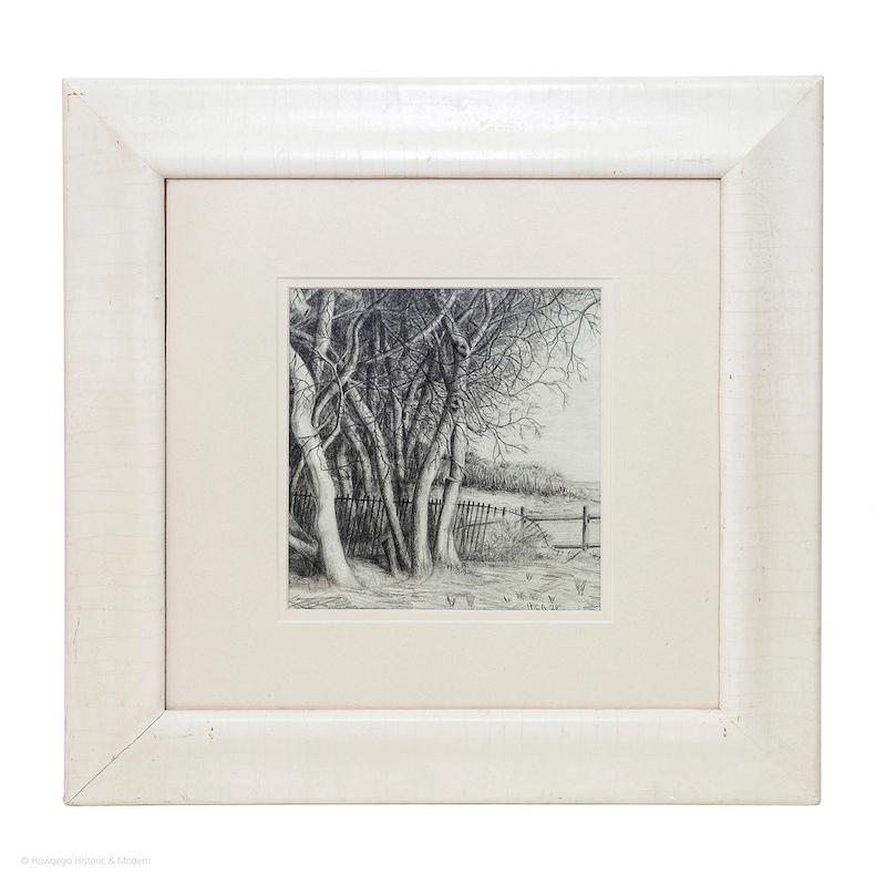 Henri Cartier-Bresson (FRANCAIS 1908-2004) : Scène de forêt, crayon, paraphé & daté 1978
Un bel exemple de la finesse des détails de Cartier-Bresson, démontrant sa palette délicate et son habileté artistique à répondre aux couleurs, à la lumière, à