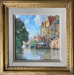Vintage Henri Cassiers, Antwerp 1858 – 1944 Ixelles, Belgian Painter, 'A View of Bruges'
