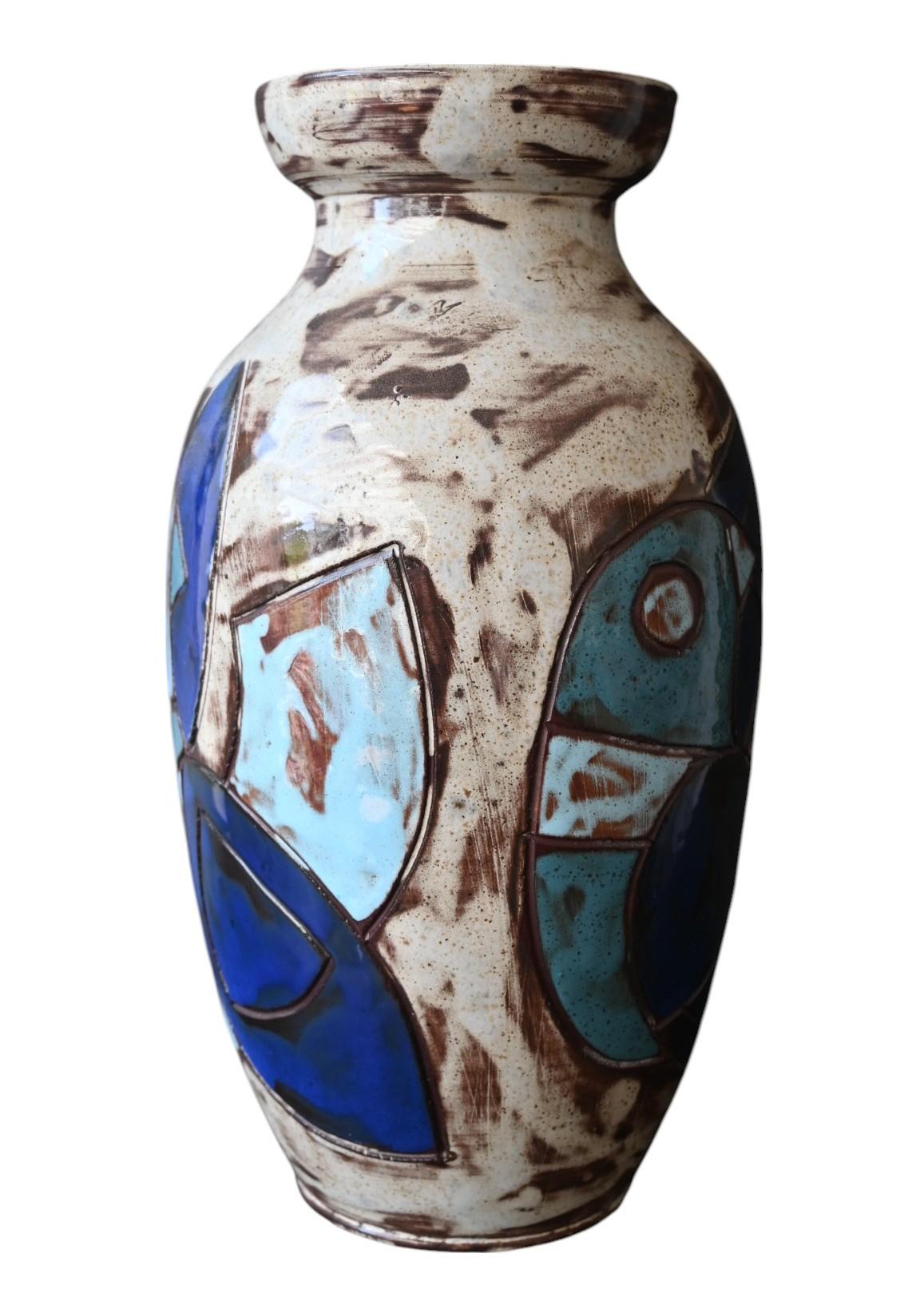 Henri Cazaux (1923-2011), Vallauris, Jarrón de cerámica esgrafiada, 1950-1970 Francés en venta