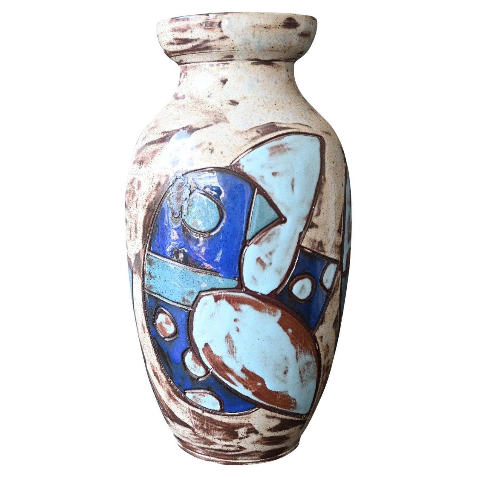 Henri Cazaux (1923-2011), Vallauris, Jarrón de cerámica esgrafiada, 1950-1970 en venta