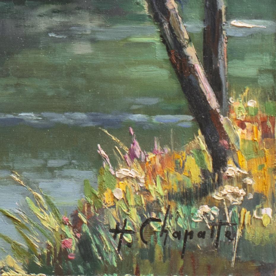 'Valley of the Loue, Near Castle Clerion', Paris, Grand Prix International, Oil - Painting by Henri Chapatte