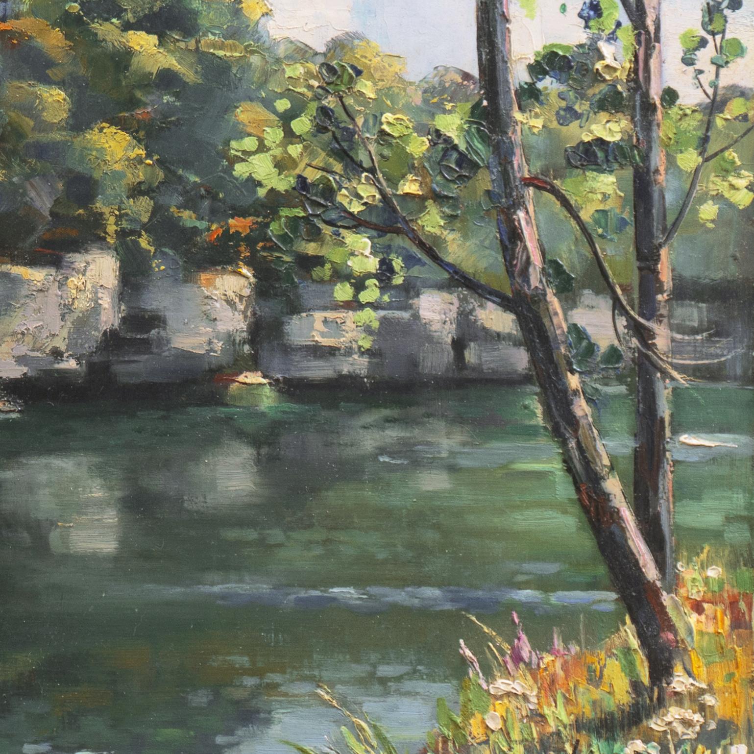 'Valley of the Loue, Near Castle Clerion', Paris, Grand Prix International, Oil - Impressionist Painting by Henri Chapatte