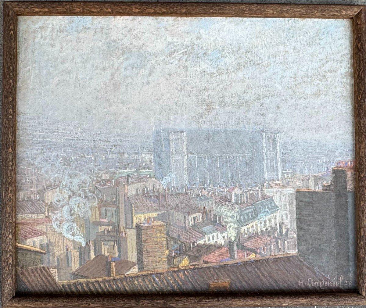 View Of Lyon On The Fourvière Hill 1938 - Painting by Henri Charles Angéniol