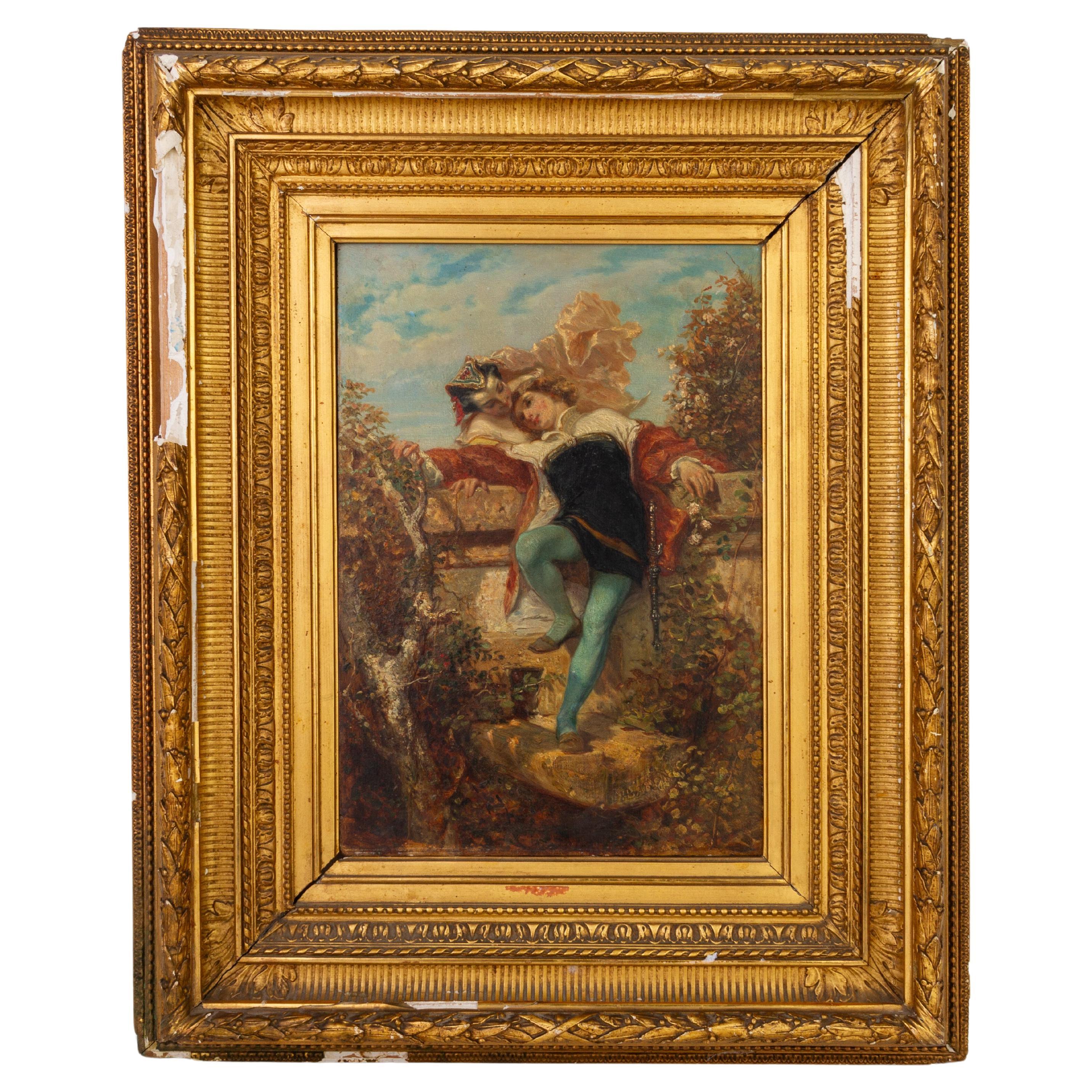 In buone condizioni
Da una collezione privata
Spedizione internazionale gratuita
Henri Charles Antoine Baron (1816-1885) Pittura ad olio romantica francese del XIX secolo
