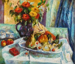 Henri Charles Manguin Vibrant Still Life Flowers And Fruits Oil Painting
