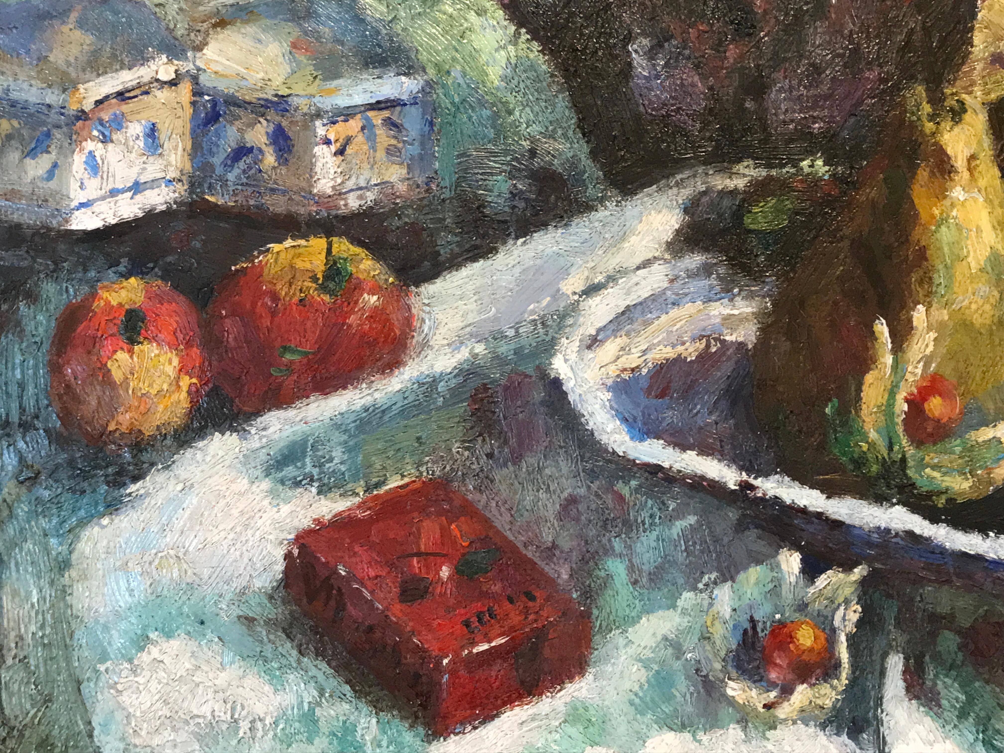 Henri Charles Manguin Lebendiges Blumen- und Früchtestillleben Ölgemälde im Angebot 2