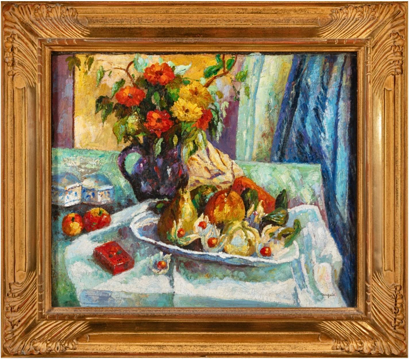 Henri Charles Manguin Lebendiges Blumen- und Früchtestillleben Ölgemälde im Angebot 6