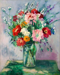 Vase of Flowers - Fauvist Oil, Still Life of Flowers by Henri Charles Manguin