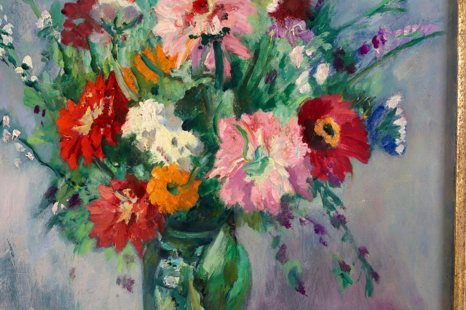 Vase of Flowers - Fauvist Oil, Still Life of Flowers by Henri Charles Manguin 1