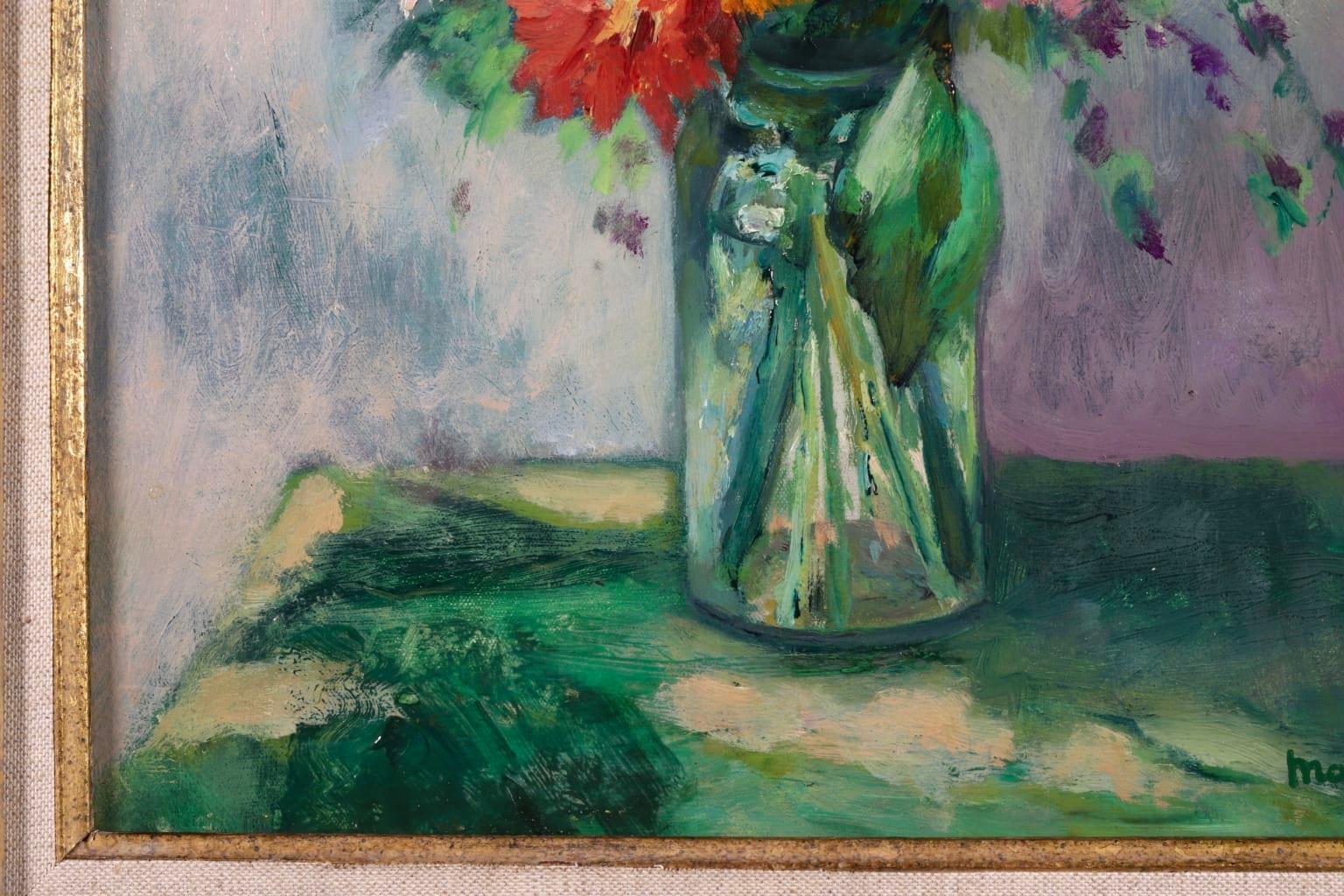 Vase of Flowers - Fauvist Oil, Still Life of Flowers by Henri Charles Manguin 4