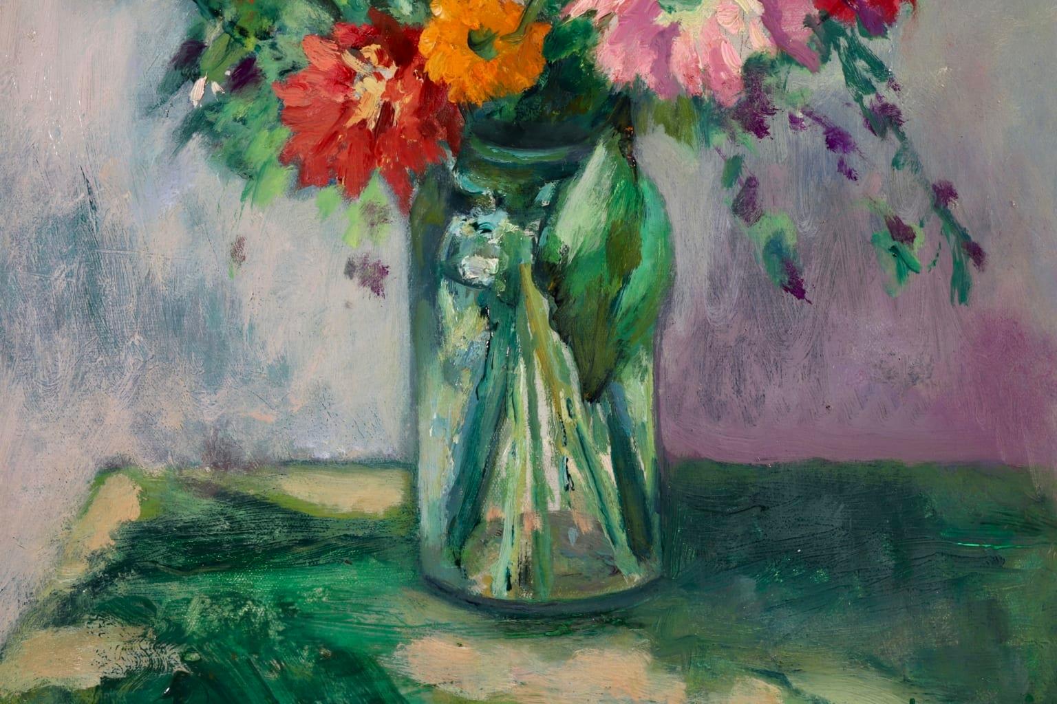 Vase of Flowers - Fauvist Oil, Still Life of Flowers by Henri Charles Manguin 5