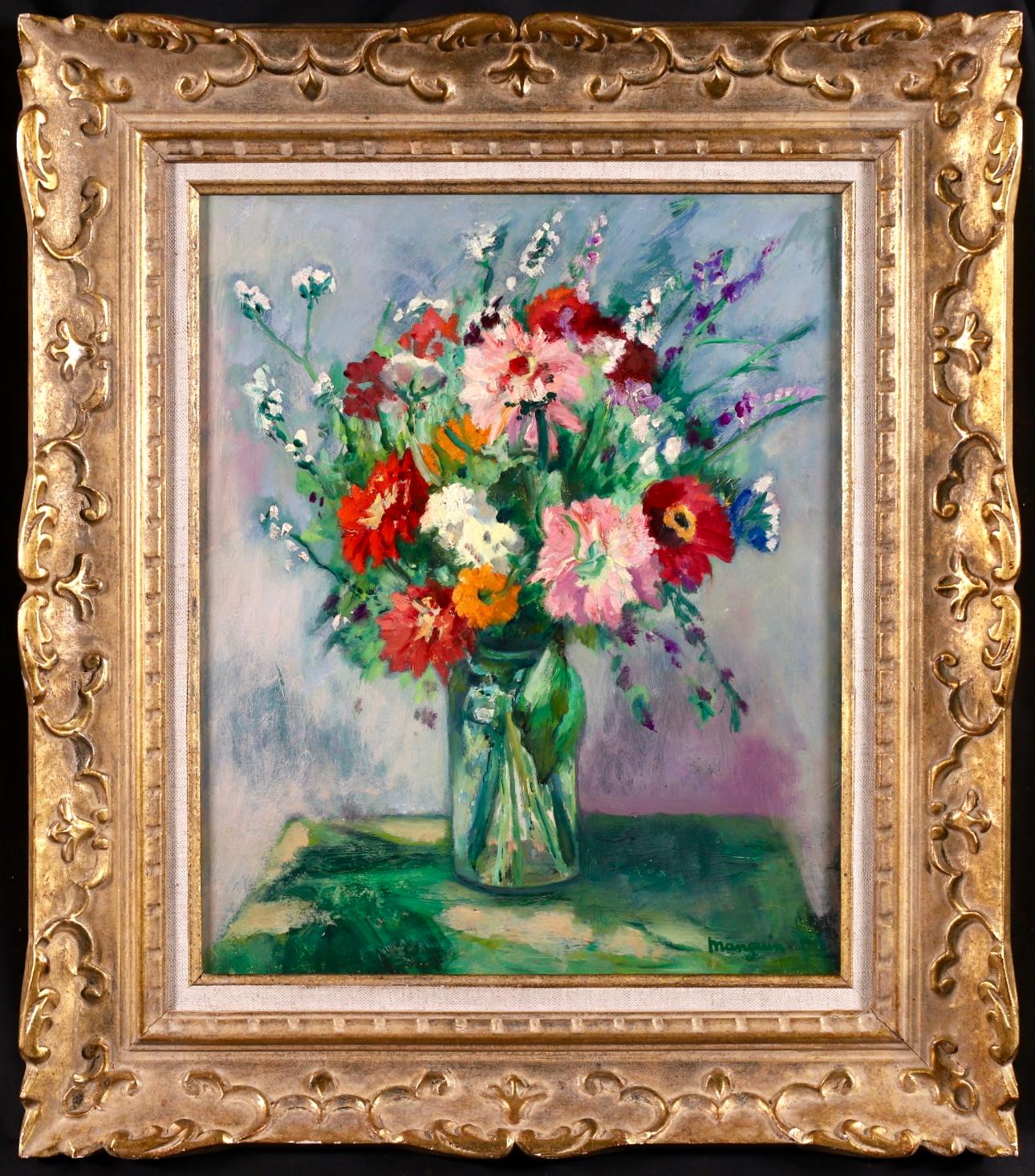 Vase of Flowers - Fauvist Oil, Still Life of Flowers by Henri Charles Manguin