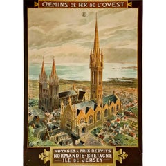 Circa 1900 Original poster of Henri Toussaint for St Pol de Leon - Ile de Jersey