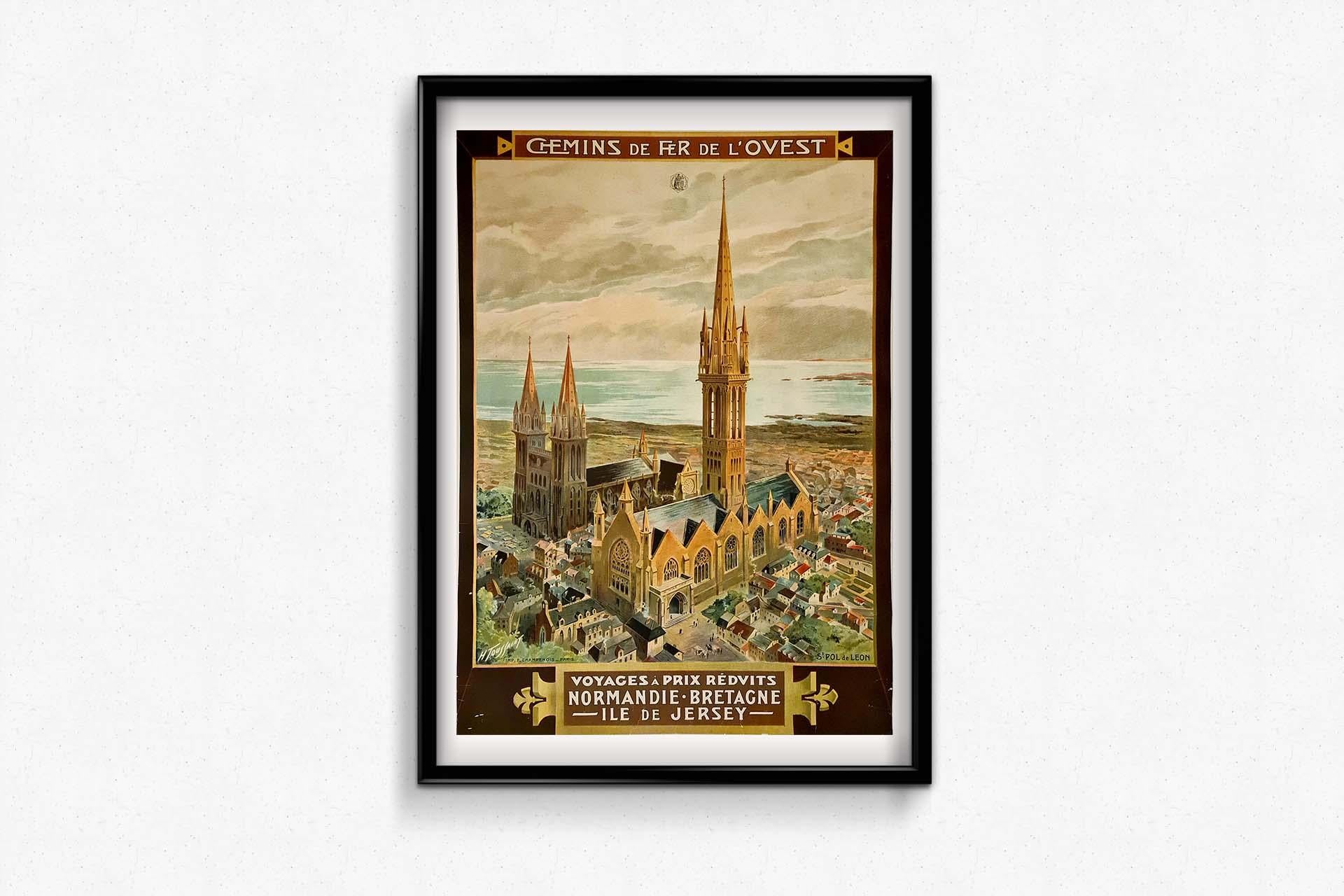 Circa 1900 Original poster of Henri Toussaint for St Pol de Leon - Ile de Jersey For Sale 1