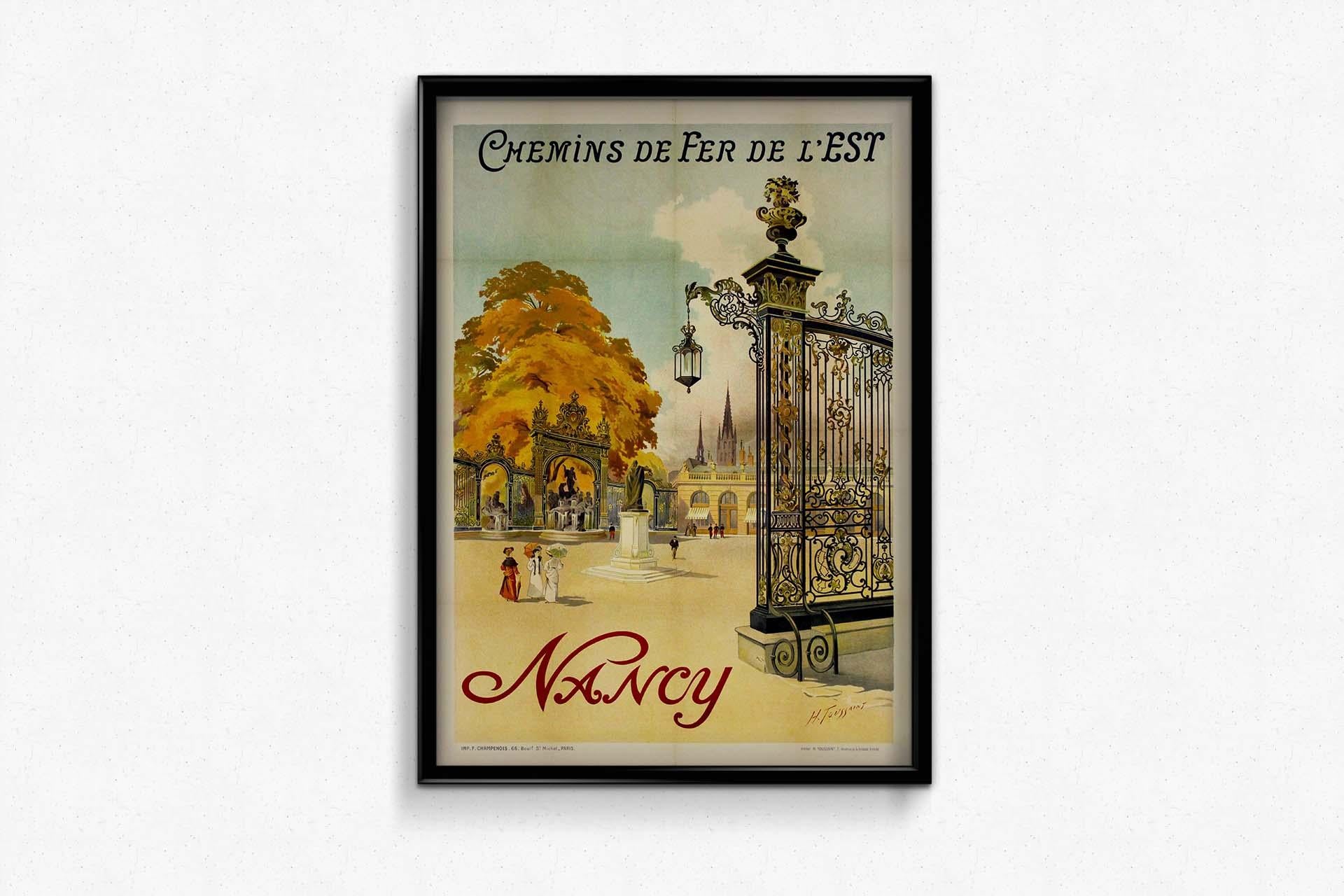 Dans le domaine de l'affiche de la Belle Époque, la création d'Henri Toussaint en 1907 pour les Chemins de fer de l'Or s'impose comme un chef-d'œuvre, invitant les spectateurs à un voyage visuel dans l'exquise ville de Nancy. Au cœur de cette œuvre