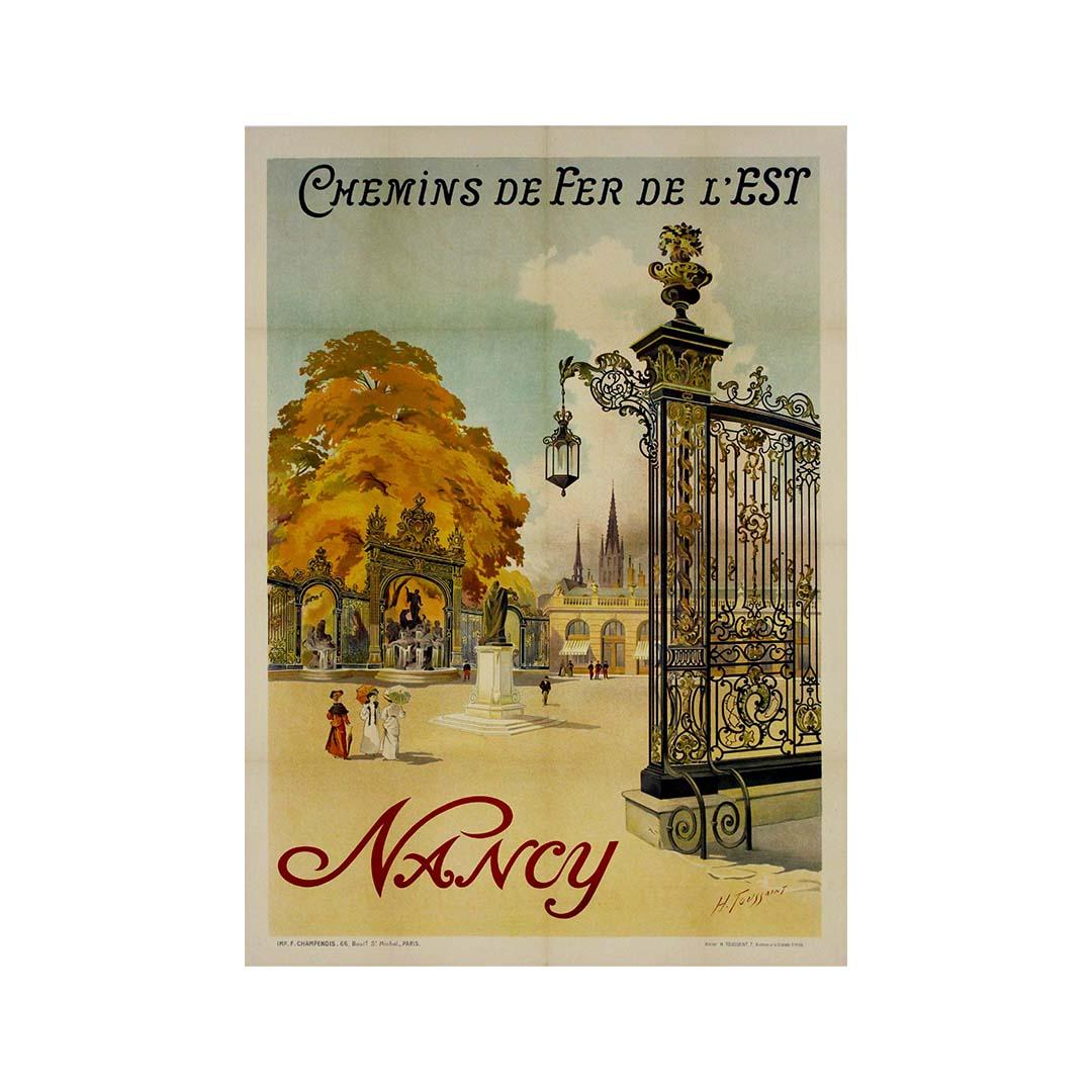 Affiche Henri Toussaint de 1907 Chemins de fer de l'Est Nancy - Place Stanislas en vente 1