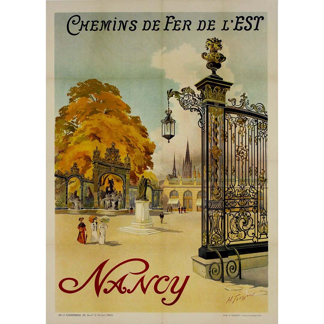 Henri Toussaint's 1907 poster Chemins de fer de l'Est Nancy - Place Stanislas - Print by Henri-Charles Toussaint
