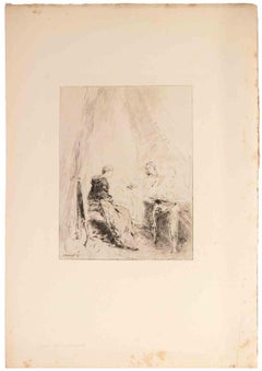 Henri-Charles Toussaint - La Conversation - Etching by H.-C. Toussaint - 1880 La Conversation - Etching by H.-C. Toussaint - 1880