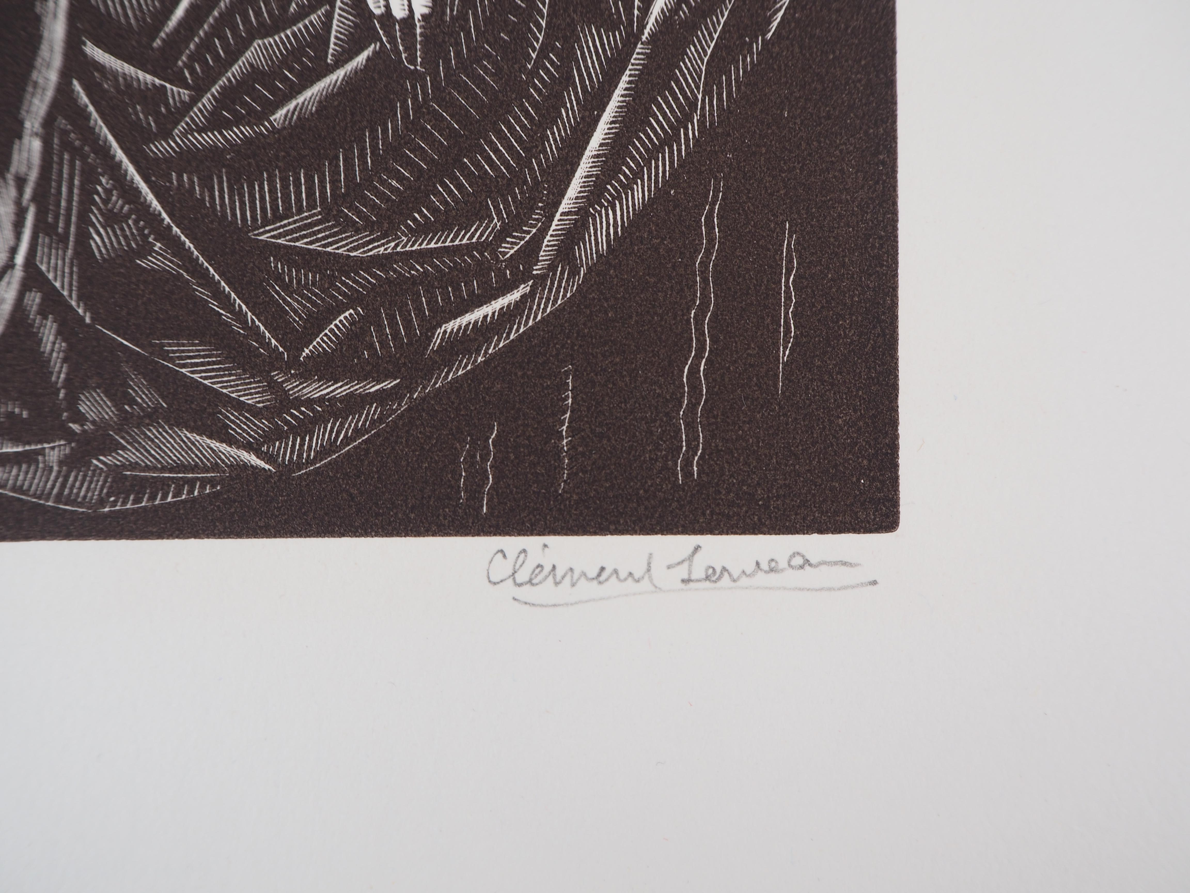 Rest, Two Nudes with Greyhounds - Gravure sur bois originale, signée et numérotée en vente 2