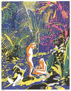 Vintage Henri Cueco 'Man and Woman in Forest'- Lithograph- Signed