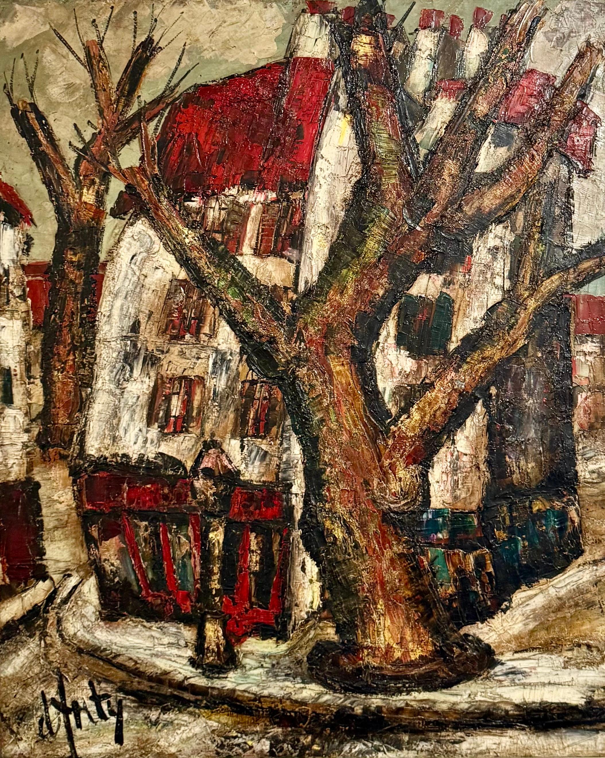 Peinture à l'huile expressionniste Henry D'anty, grande rue parisienne moderniste en vente 7