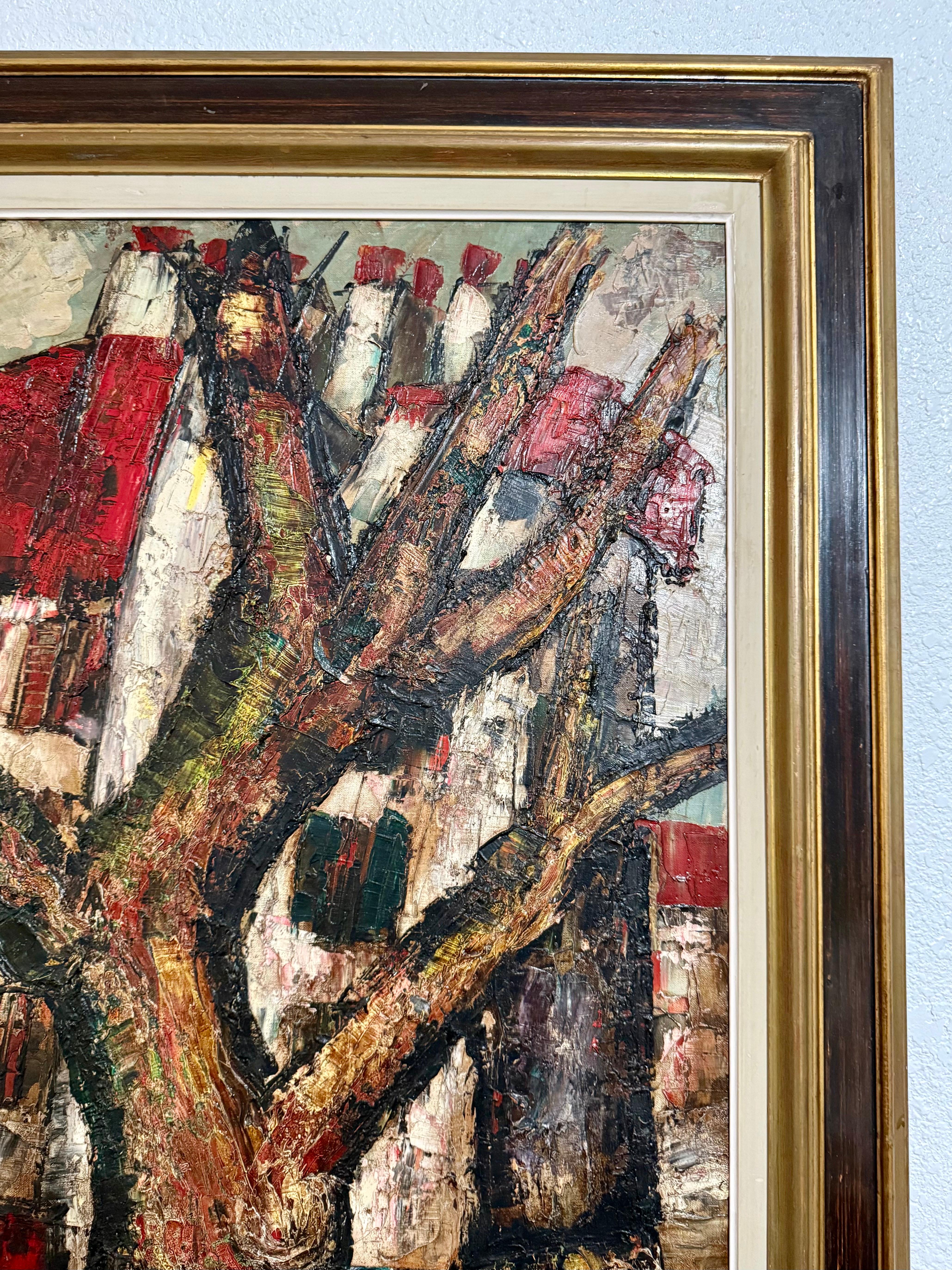 Peinture à l'huile expressionniste Henry D'anty, grande rue parisienne moderniste en vente 1