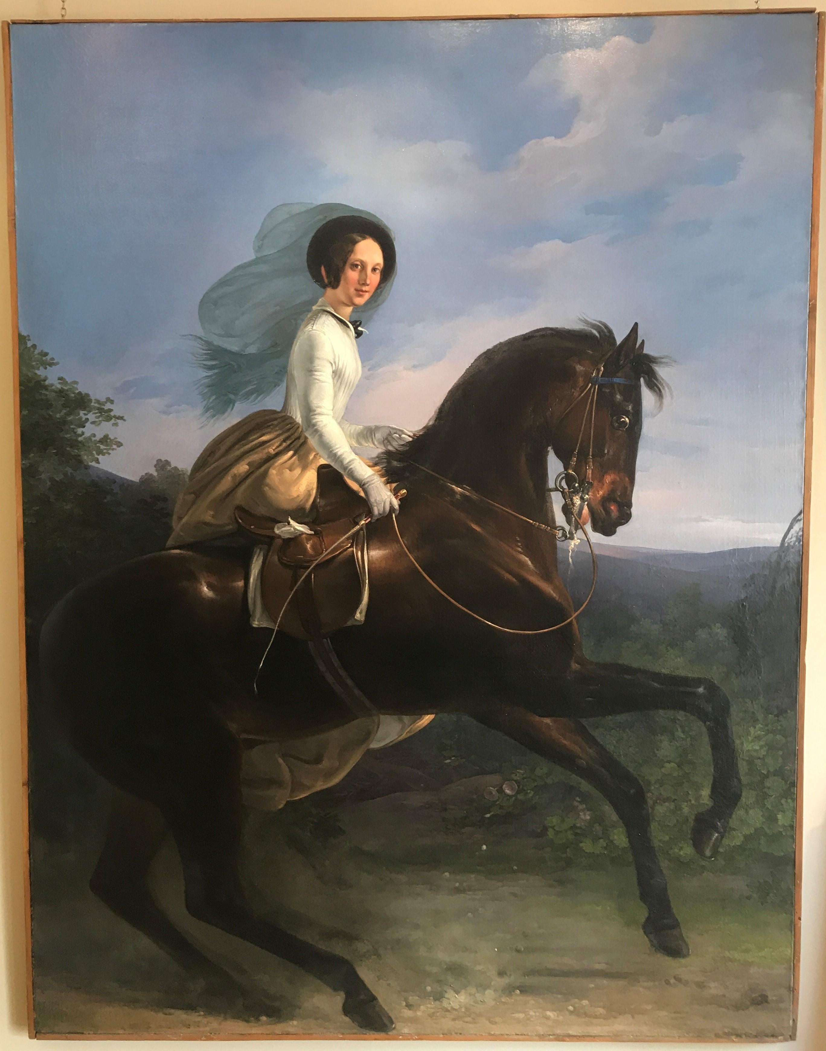 Porträt der Prinzessin von Joinville aus Brasilien aus dem 19. Jahrhundert - Spektakuläre Passform für einen Palast (Alte Meister), Painting, von Henri d'Ainecy Montpezat