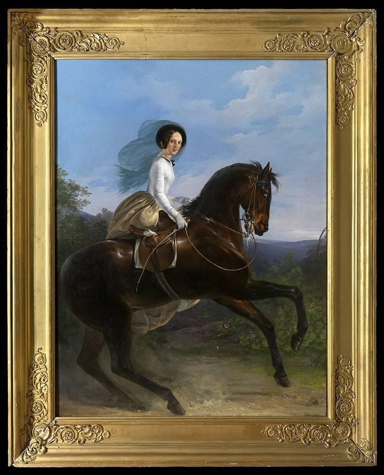 Henri d'Ainecy Montpezat Portrait Painting - C19th Portrait Princesse de Joinville of Brazil - Spectacular fit for a palace
