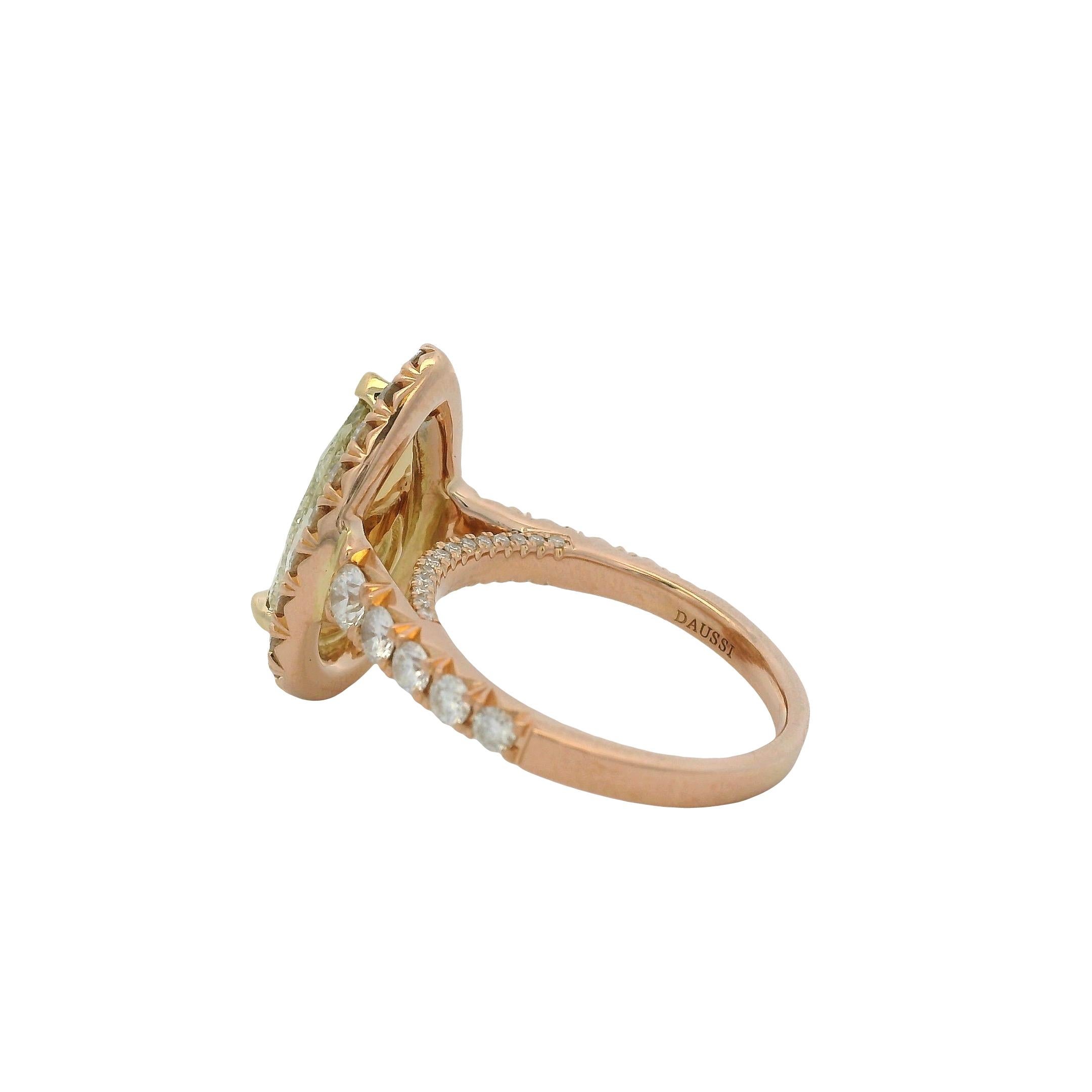 Henri Daussi Oro rosa 18k 2,02ct Fancy Yellow Rose Cut Pear Shape Diamond (Diamante a forma di pera) in vendita 4