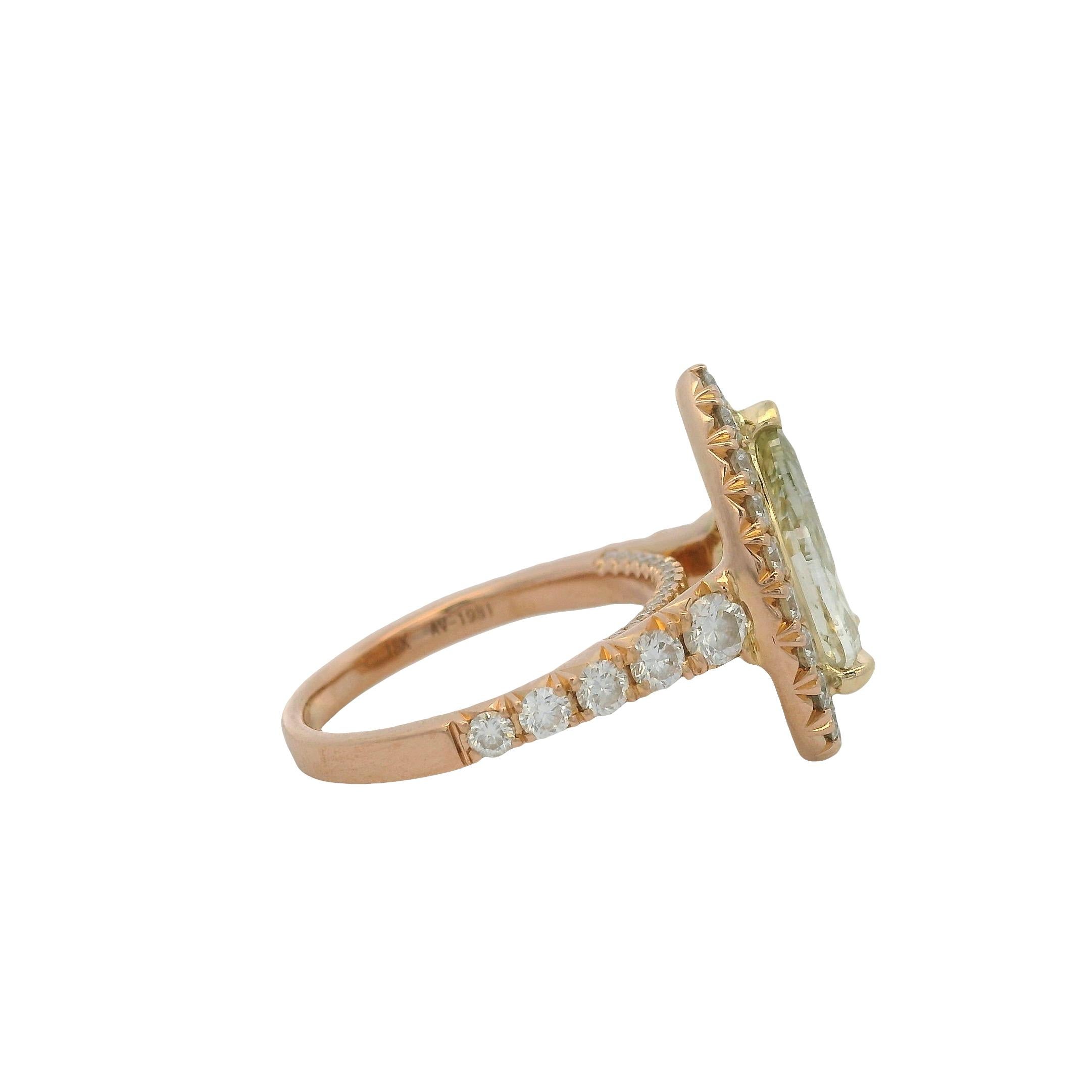 Henri Daussi Oro rosa 18k 2,02ct Fancy Yellow Rose Cut Pear Shape Diamond (Diamante a forma di pera) in vendita 7