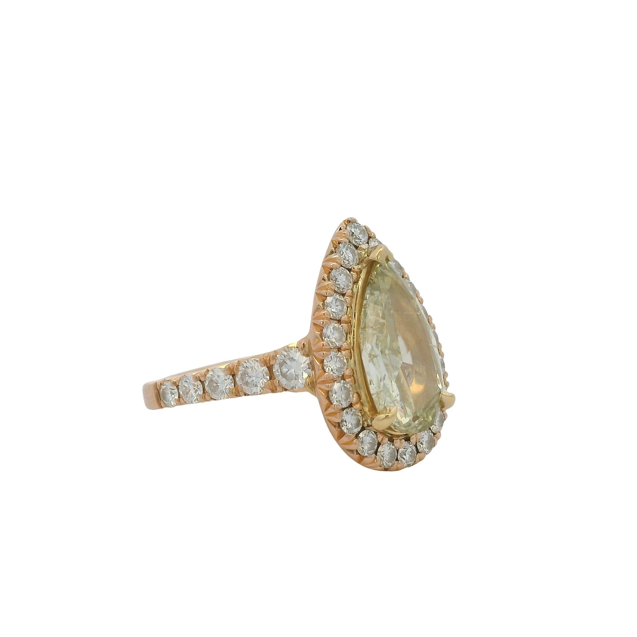 Henri Daussi Oro rosa 18k 2,02ct Fancy Yellow Rose Cut Pear Shape Diamond (Diamante a forma di pera) in vendita 9
