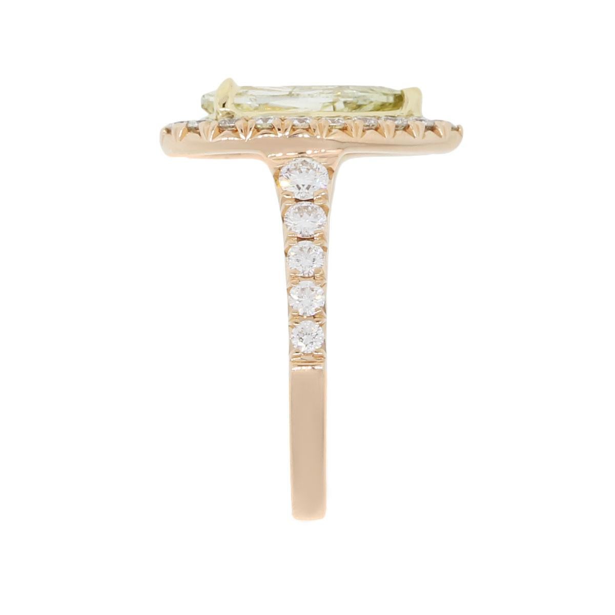 Henri Daussi Oro rosa 18k 2,02ct Fancy Yellow Rose Cut Pear Shape Diamond (Diamante a forma di pera) in vendita 12