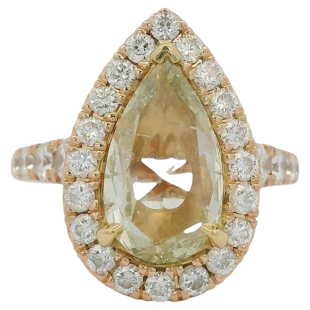 Henri Daussi Oro rosa 18k 2,02ct Fancy Yellow Rose Cut Pear Shape Diamond (Diamante a forma di pera) in vendita