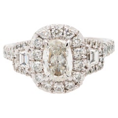 Henri Daussi, bague de fiançailles en or blanc 18 carats, taille mixte