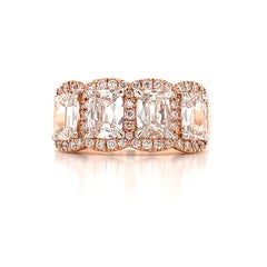 Henri Daussi 2.26ct Cushion Matching Four Stone Band Anniversary Wedding Ring