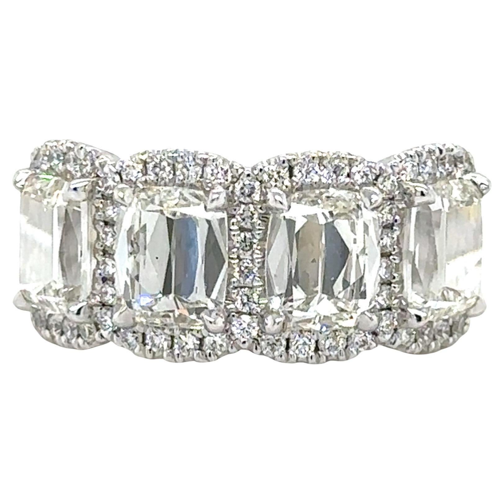 Henri Daussi 4.43ct tw Cushion Cut GIA Certified Matching Four Stone Band Annive