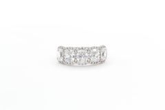 Henri Daussi 5 Stone Cushion Diamond Halo Anniversary Ring 2.72ct F/VS1 18k