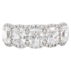 Henri Daussi 5 Stone Cushion Diamond Halo Anniversary Ring 2.72ct F/VS1 18k