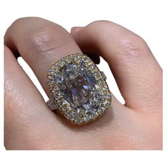 Henri Daussi, bague de fiançailles à tige fendue et halo coussin 5,17 carats certifiée GIA