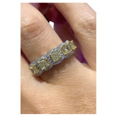 Henri Daussi Canary Fancy Light Yellow Five Stone 1.39ct Tw Diamond Ring