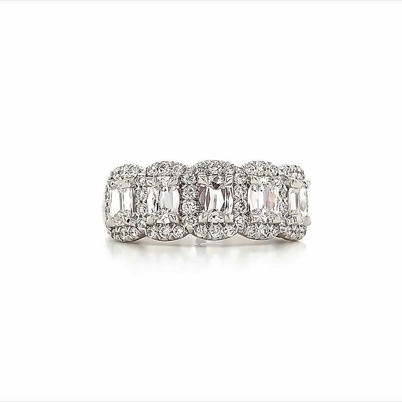 Modern Henri Daussi Cushion Cut Five Stone 1.50ct tw Anniversary Diamond Ring