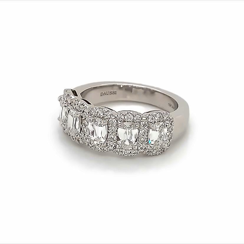 Modern Henri Daussi Cushion Cut Five Stone 1.50ct TW Anniversary Diamond Ring