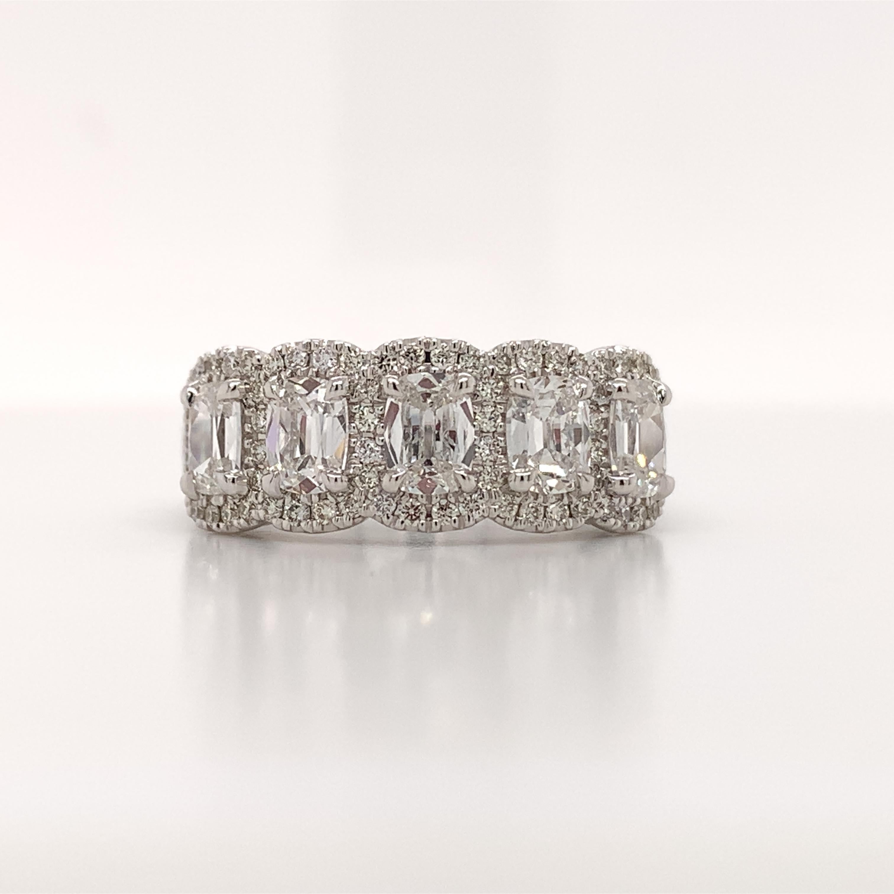 5 stone cushion cut diamond ring