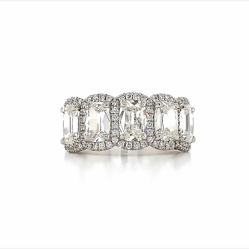Modern Henri Daussi Cushion Cut Five Stone 3.02ct tw Anniversary Diamond Ring