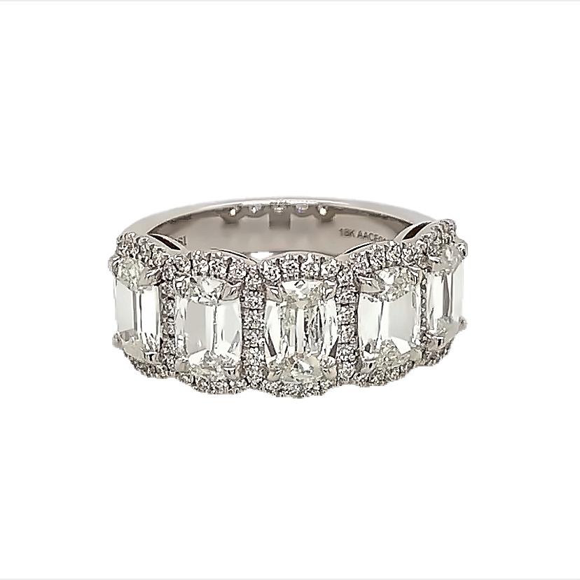 Women's or Men's Henri Daussi Cushion Cut Five Stone 3.02ct tw Anniversary Diamond Ring
